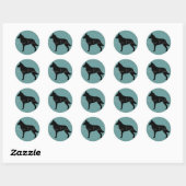 Sticker Rond Silhouette de Malinois belge (Feuille)