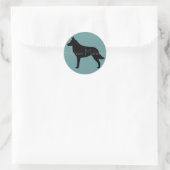 Sticker Rond Silhouette de Malinois belge (Sac)