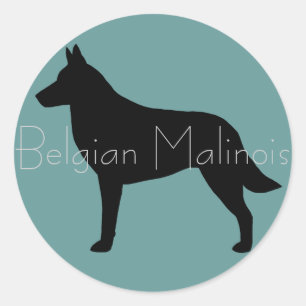 Sticker Rond Silhouette de Malinois belge