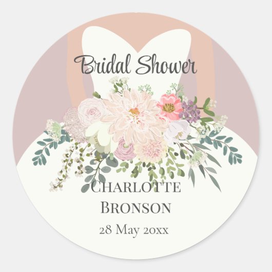 Sticker Rond Silhouette de mariée Fête de mariage floral   (Devant)