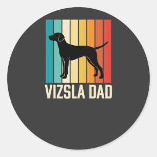 Sticker Rond Silhouette de papa chien Vizsla rétro