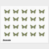 Sticker Rond Silhouette de papillon Camouflage (Feuille)