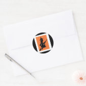 Sticker Rond Silhouette de sorcière d'Halloween à l'ancienne mo (Enveloppe)