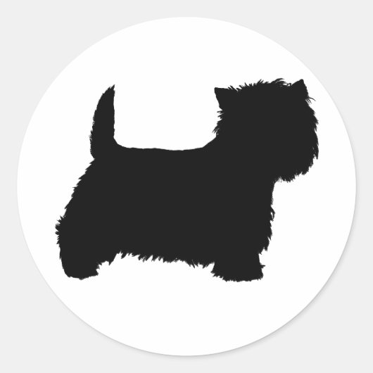 Sticker Rond Silhouette de Terrier blanc West Highland (Devant)