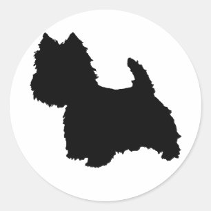 Sticker Rond Silhouette de Terrier West Highland White