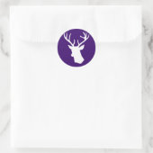 Sticker Rond Silhouette de tête de cerf blanc - violet foncé (Sac)