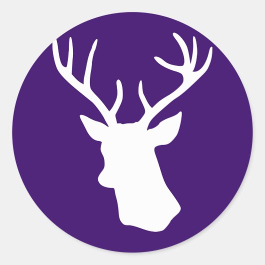 Sticker Rond Silhouette de tête de cerf blanc - violet foncé (Devant)