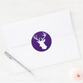Sticker Rond Silhouette de tête de cerf blanc - violet foncé (Enveloppe)