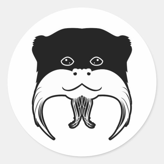Sticker Rond Silhouette de visage de singe tamarin (Devant)