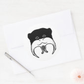 Sticker Rond Silhouette de visage de singe tamarin (Enveloppe)