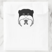 Sticker Rond Silhouette de visage de singe tamarin (Sac)