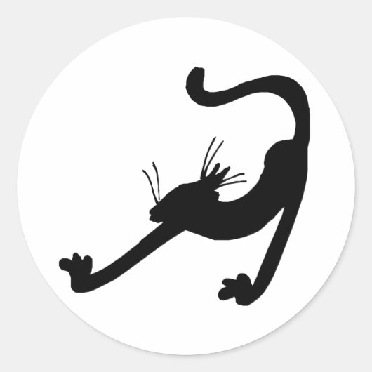 Sticker Rond Silhouette d'étirement de chat (Devant)