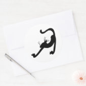 Sticker Rond Silhouette d'étirement de chat (Enveloppe)