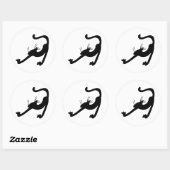 Sticker Rond Silhouette d'étirement de chat (Feuille)