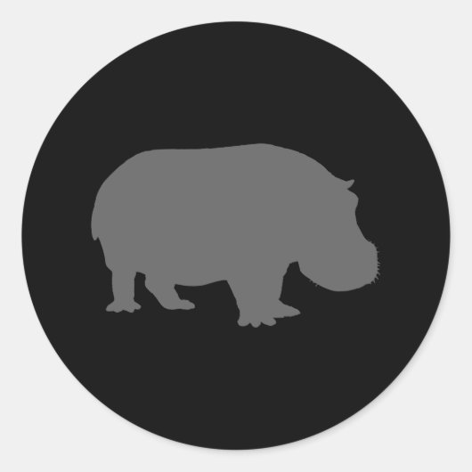 Sticker Rond Silhouette d'hippopotame gris (Devant)