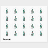 Sticker Rond Silhouette d'impression Brown et Turquoise de serp (Feuille)