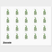 Sticker Rond Silhouette d'impression en noir et vert serpent (Feuille)