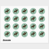 Sticker Rond Silhouette d'orignal (Feuille)