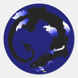 Sticker Rond Silhouette dragon cuite