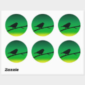 Sticker Rond Silhouette Du Bruant Sur Le Limonène (Feuille)