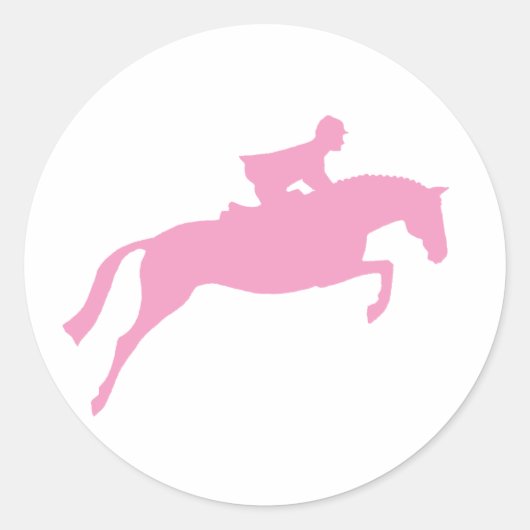 Sticker Rond Silhouette du cavalier (rose) (Devant)