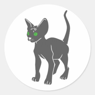Sticker Rond Silhouette du chat égyptien - Choisir la couleur d