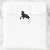 Sticker Rond Silhouette du cheval blanc noir (Sac)