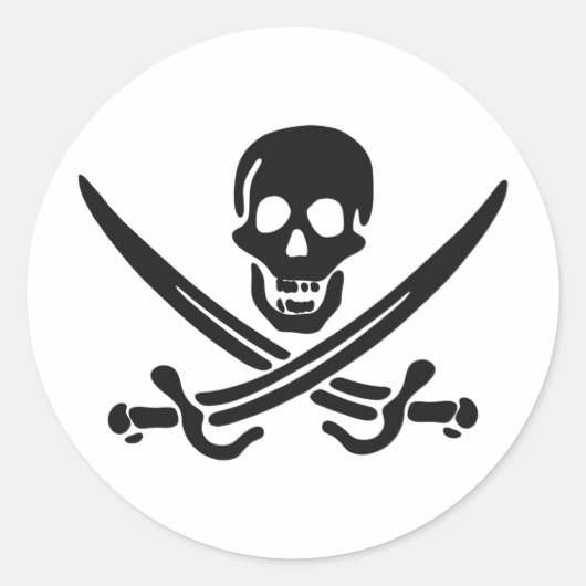 Sticker Rond Silhouette du crâne pirate - Choisir la couleur ar (Devant)