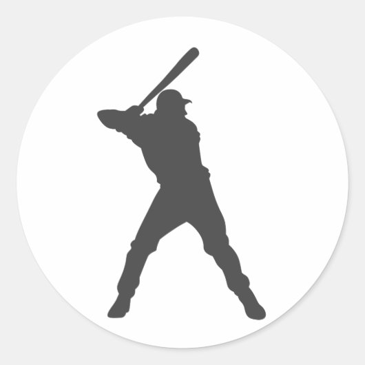 Sticker Rond Silhouette du joueur de baseball (Devant)