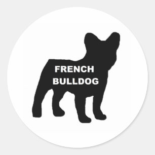 Sticker Rond silhouette du nom de bulldog français
