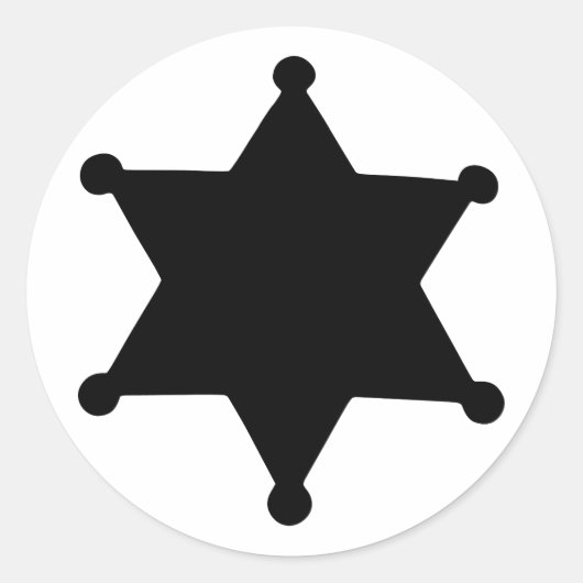 Sticker Rond Silhouette du Sheriff Star (Devant)