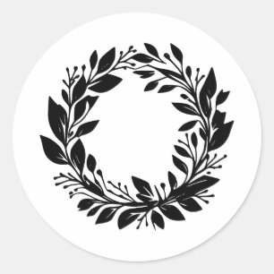 Sticker Rond Silhouette élégante de couronne en monochrome