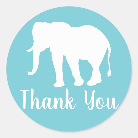 Sticker Rond Silhouette Eléphant Blanc Moderne Merci (Devant)