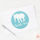 Sticker Rond Silhouette Eléphant Blanc Moderne Merci (Enveloppe)
