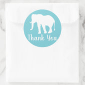 Sticker Rond Silhouette Eléphant Blanc Moderne Merci (Sac)