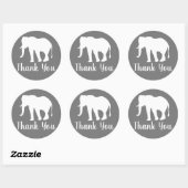 Sticker Rond Silhouette Eléphant Blanc Moderne Merci (Feuille)