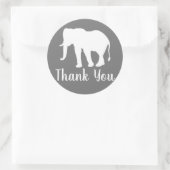 Sticker Rond Silhouette Eléphant Blanc Moderne Merci (Sac)