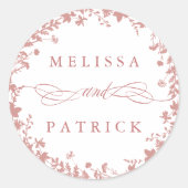 Sticker Rond Silhouette fleur sauvage Mariage Dusty rose (Devant)