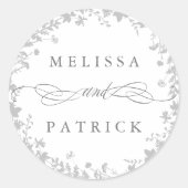 Sticker Rond Silhouette fleur sauvage Mariage gris et blanc (Devant)