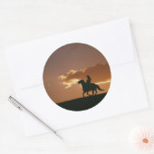 Sticker Rond Silhouette Galloping Cowboy (Enveloppe)