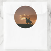 Sticker Rond Silhouette Galloping Cowboy (Sac)