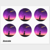Sticker Rond Silhouette Girl Watches (Feuille)