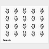 Sticker Rond Silhouette minimaliste face Wolf (Feuille)