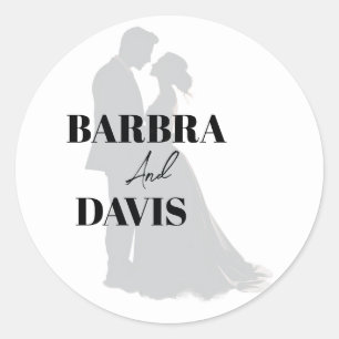 Sticker Rond Silhouette minimaliste moderne en noir et blanc