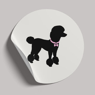 Sticker Rond Silhouette Moderne Toilettage de Chien Classique R