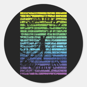 Sticker Rond Silhouette Noire D'Un Joueur De Basket Contre