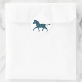 Sticker Rond Silhouette noire et bleue Zebra (Sac)