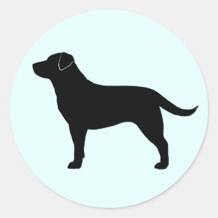Sticker Rond Silhouette noire noire de chien de laboratoire de