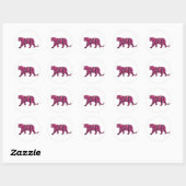 Sticker Rond Silhouette rose chaud et tigre noir (Feuille)