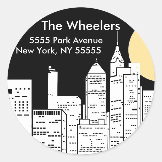 Sticker Rond Silhouette Skyline de New York (Devant)